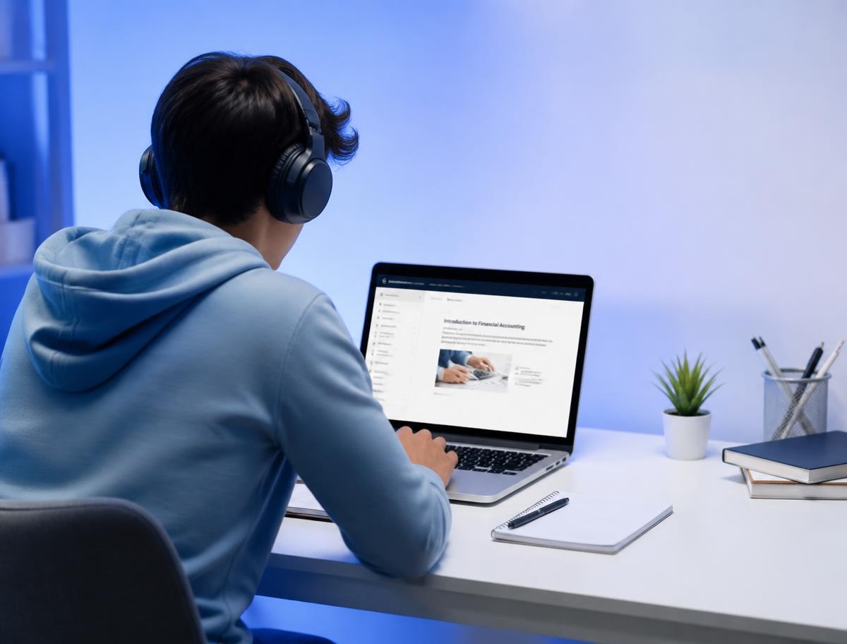 Student learning IT skills online at Nexson IT Academy
